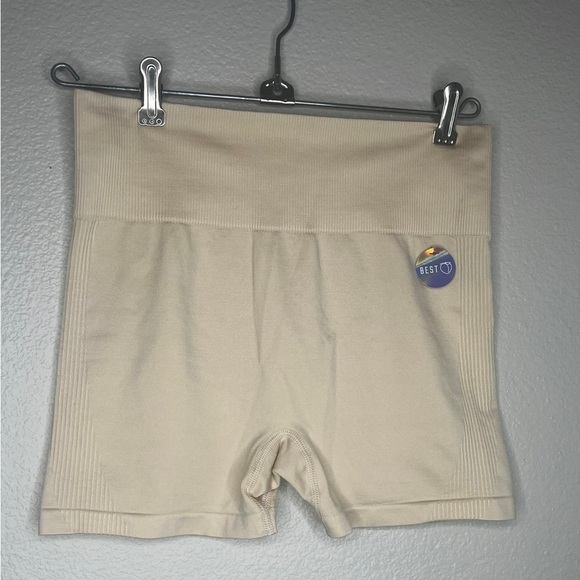 PINK VS Tan seamless high waisted shorts sz S workout running gym activewear - Picture 1 of 5